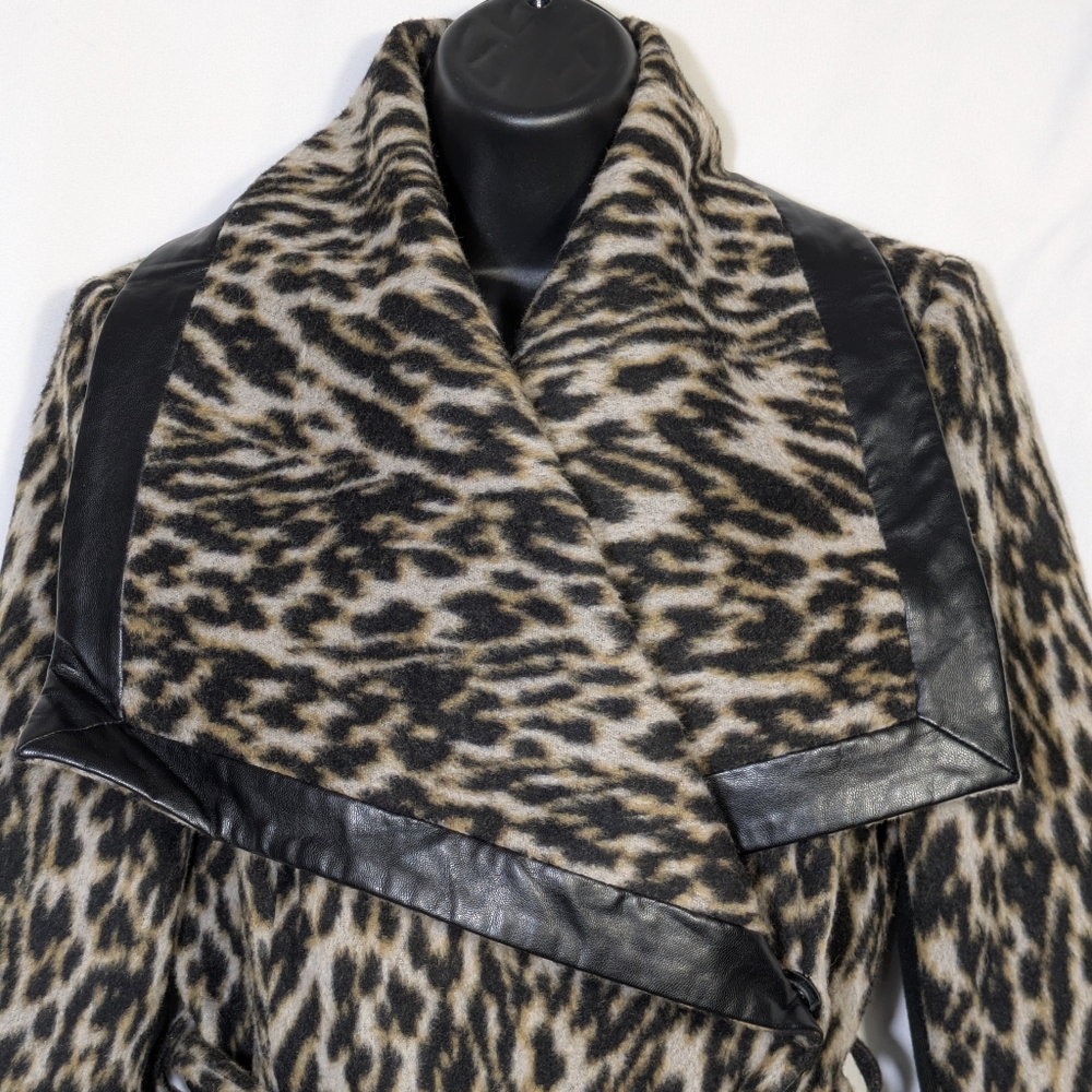 BCBGeneration Animal Print Wool Blend Jacket/Coat, Semi-Wrap, Winter,‎ Warm Sz S - Picture 5 of 15